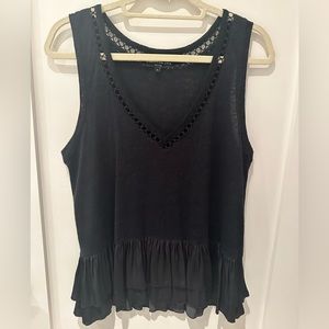 GENERATION LOVE Black V-neck Tank with peplum ruffle